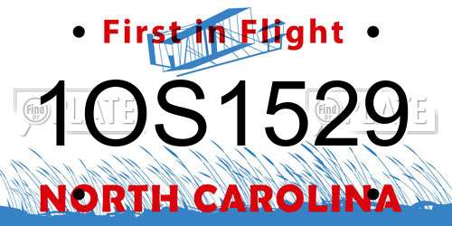 1OS1529 North Carolina License Plate