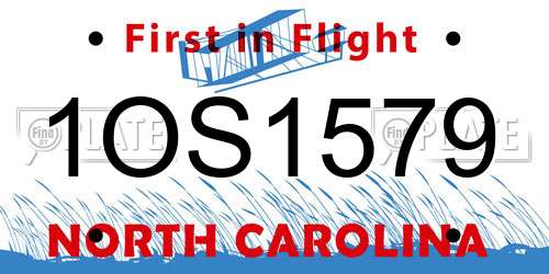 1OS1579 North Carolina License Plate