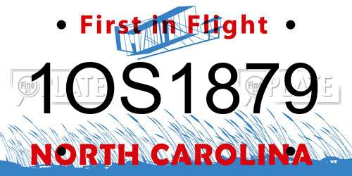1OS1879 North Carolina License Plate