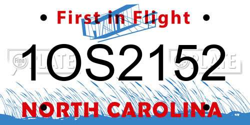 1OS2152 North Carolina License Plate