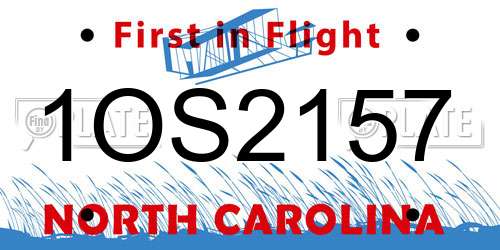 1OS2157 North Carolina License Plate