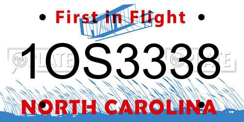 1OS3338 North Carolina License Plate