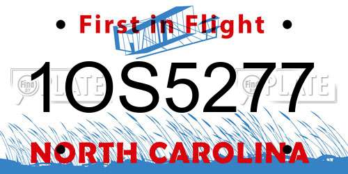 1OS5277 North Carolina License Plate