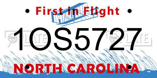 1OS5727 North Carolina License Plate
