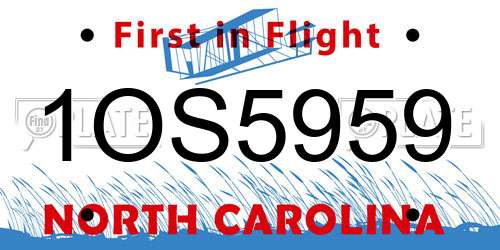 1OS5959 North Carolina License Plate