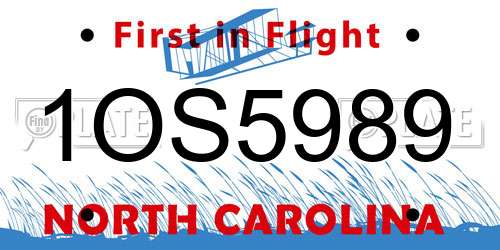 1OS5989 North Carolina License Plate
