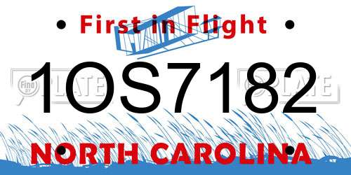 1OS7182 North Carolina License Plate