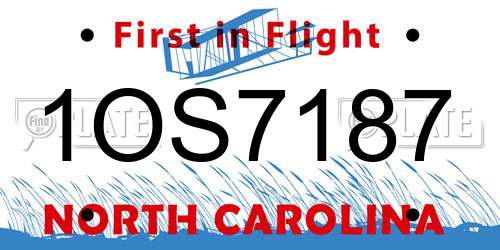 1OS7187 North Carolina License Plate