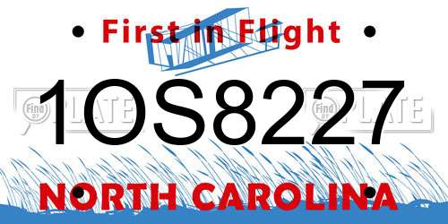 1OS8227 North Carolina License Plate