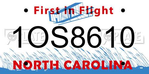 1OS8610 North Carolina License Plate