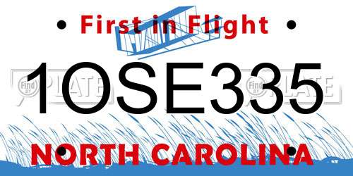 1OSE335 North Carolina License Plate