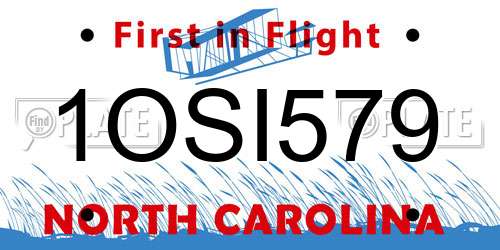 1OSI579 North Carolina License Plate