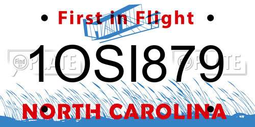 1OSI879 North Carolina License Plate