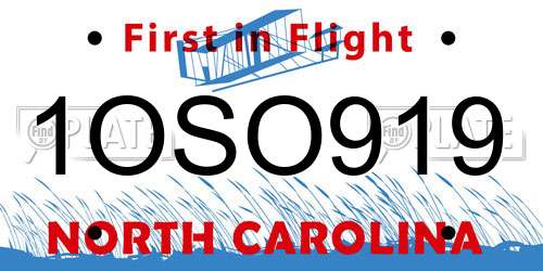 1OSO919 North Carolina License Plate