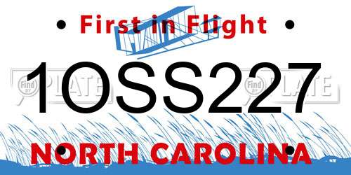 1OSS227 North Carolina License Plate