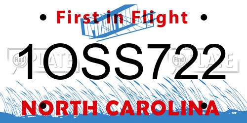 1OSS722 North Carolina License Plate