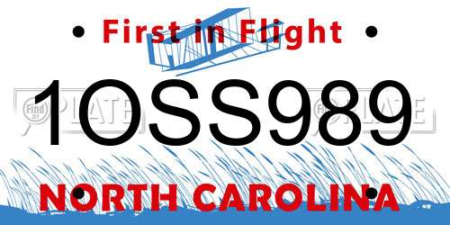 1OSS989 North Carolina License Plate