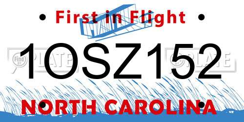1OSZ152 North Carolina License Plate