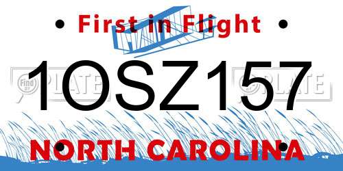 1OSZ157 North Carolina License Plate