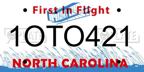 1OTO421 North Carolina License Plate