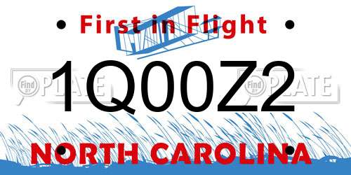 1Q00Z2 North Carolina License Plate