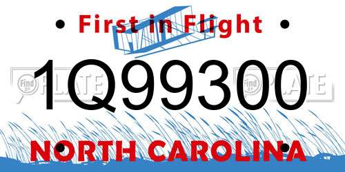 1Q99300 North Carolina License Plate