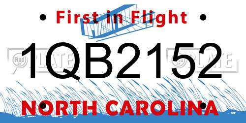 1QB2152 North Carolina License Plate