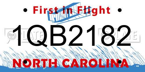 1QB2182 North Carolina License Plate