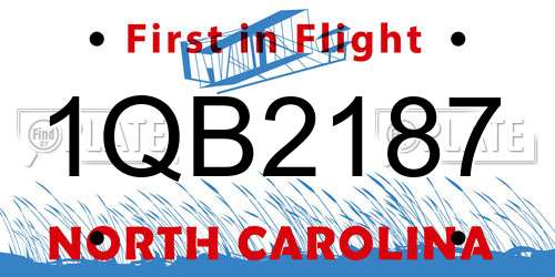 1QB2187 North Carolina License Plate