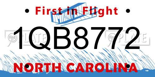 1QB8772 North Carolina License Plate