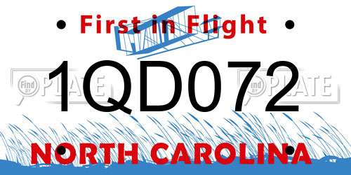 1QD072 North Carolina License Plate