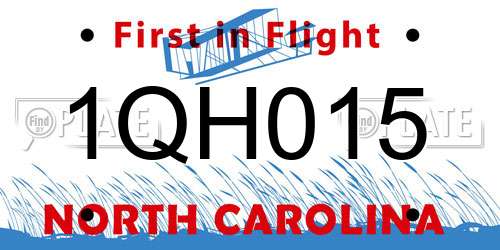 1QH015 North Carolina License Plate