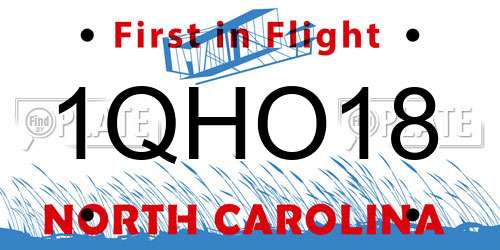 1QHO18 North Carolina License Plate