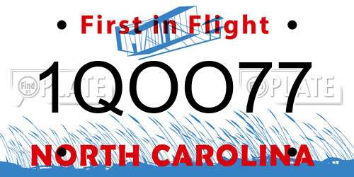 1QOO77 North Carolina License Plate
