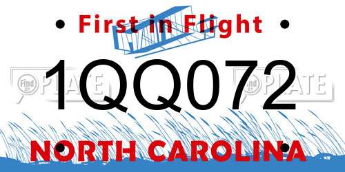 1QQ072 North Carolina License Plate