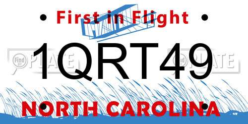 1QRT49 North Carolina License Plate