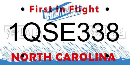 1QSE338 North Carolina License Plate