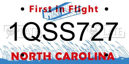 1QSS727 North Carolina License Plate