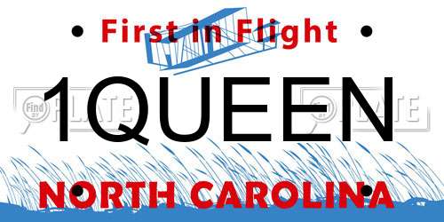 1QUEEN North Carolina License Plate