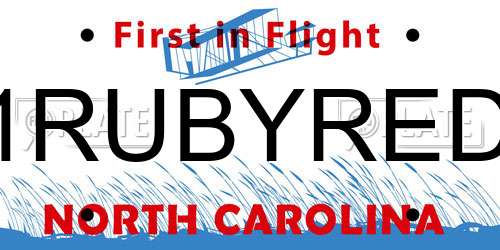 1RUBYRED North Carolina License Plate
