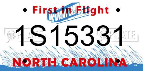 1S15331 North Carolina License Plate