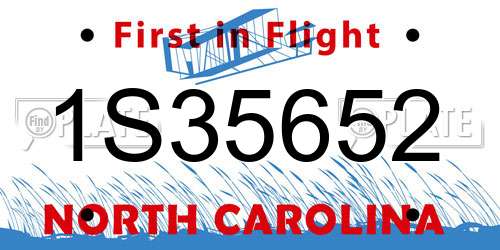 1S35652 North Carolina License Plate