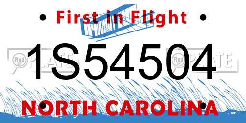 1S54504 North Carolina License Plate