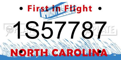 1S57787 North Carolina License Plate
