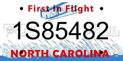 1S85482 North Carolina License Plate
