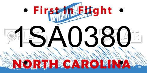 1SA0380 North Carolina License Plate