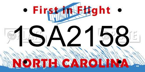 1SA2158 North Carolina License Plate