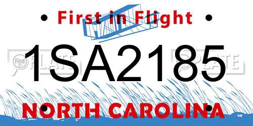 1SA2185 North Carolina License Plate