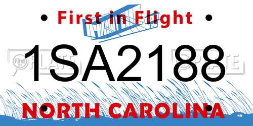 1SA2188 North Carolina License Plate