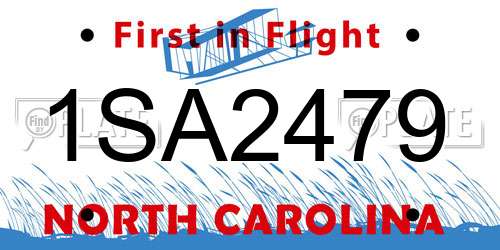 1SA2479 North Carolina License Plate
